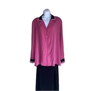 VTG Da Rue Womens 2X Plus Size Office Career Barbie Button Up Pink Soft Blouse